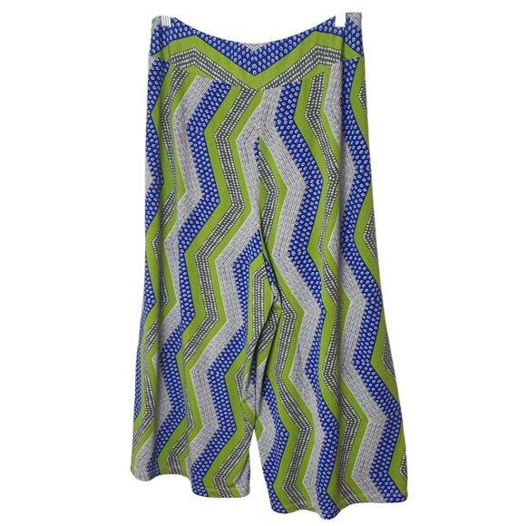 Cato Woman Palazzo Pants 18/20W Green Blue Printed Flowing Stretch Comfy Cottage - Picture 3 of 7